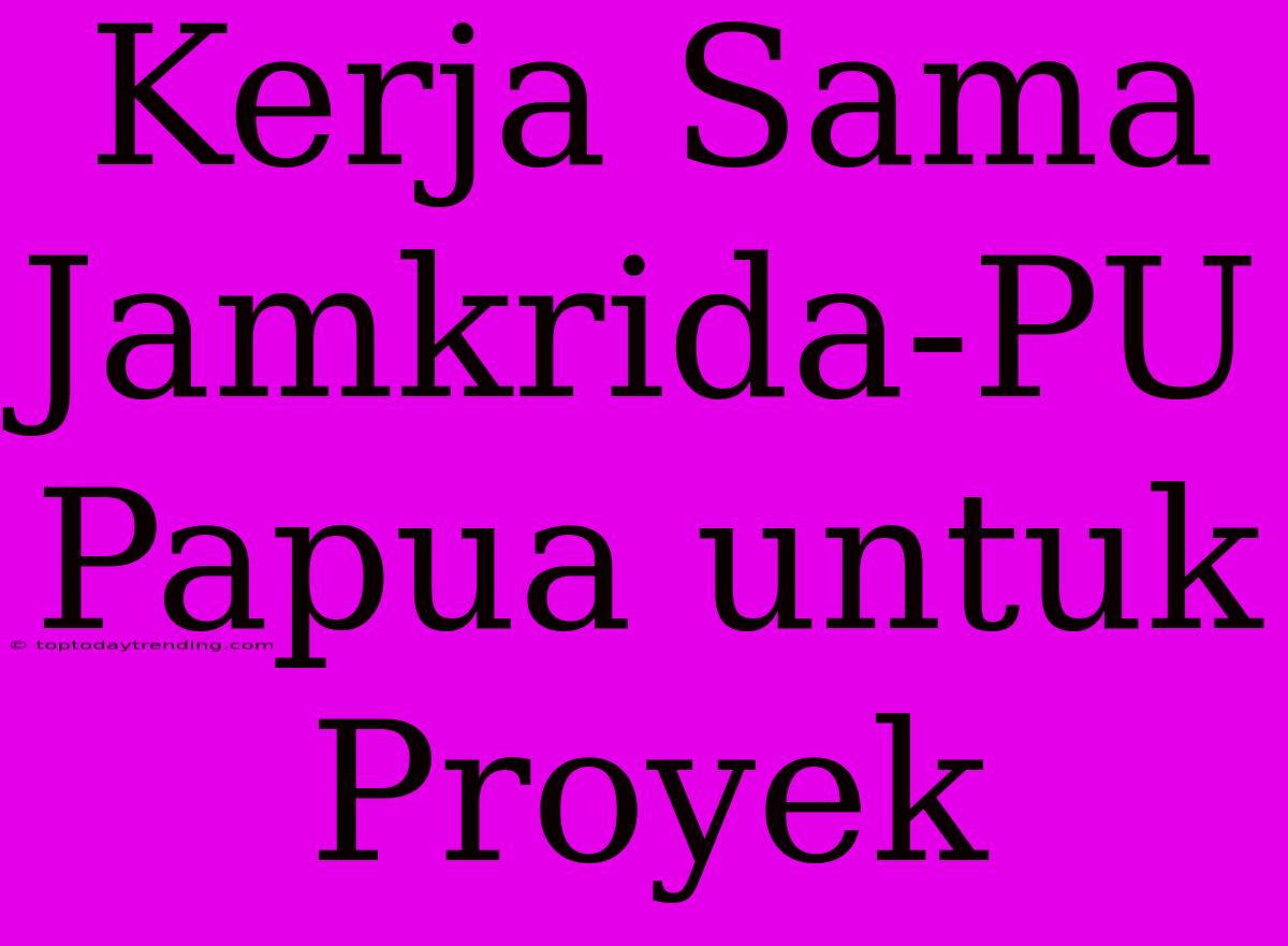 Kerja Sama Jamkrida-PU Papua Untuk Proyek