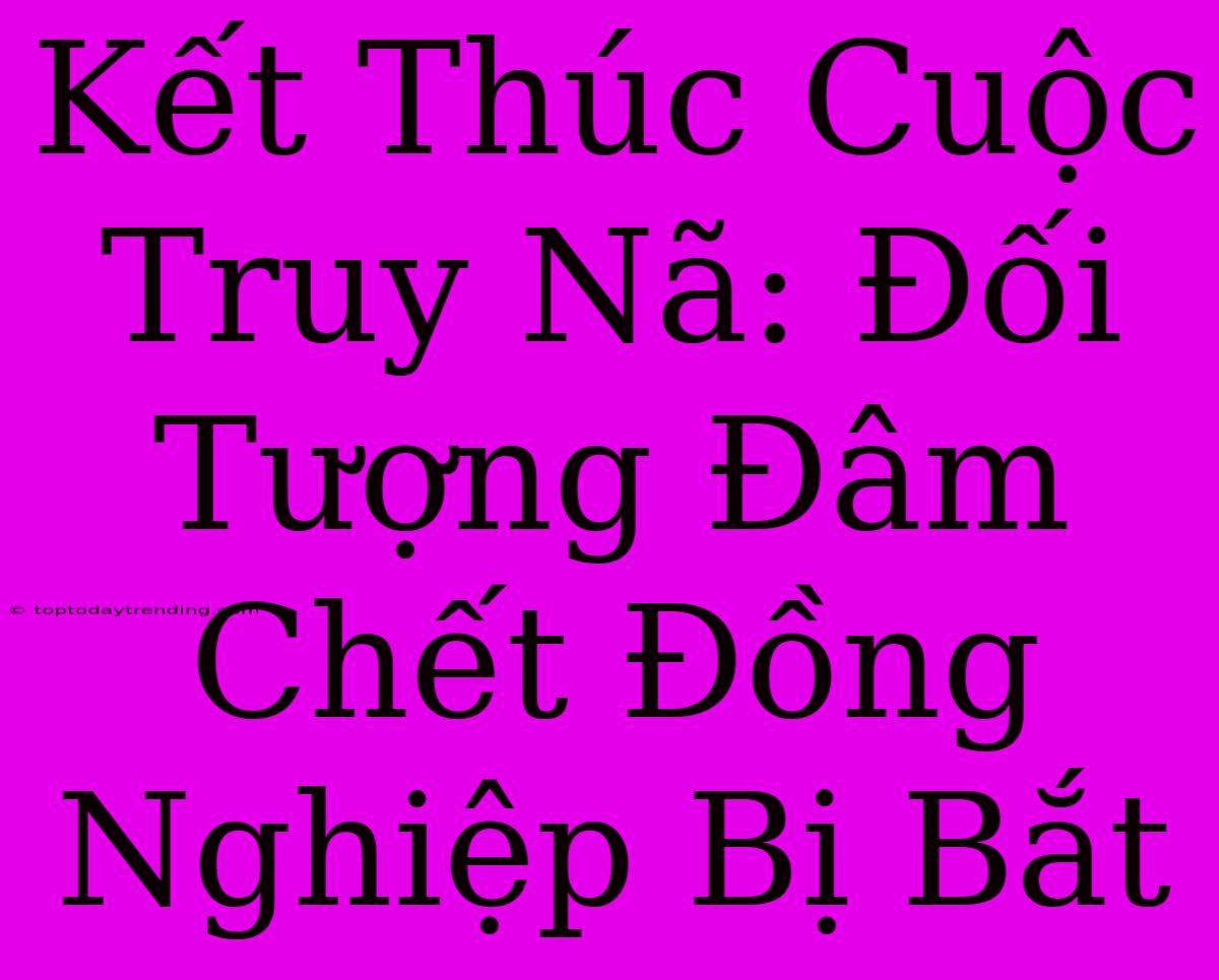 Kết Thúc Cuộc Truy Nã: Đối Tượng Đâm Chết Đồng Nghiệp Bị Bắt