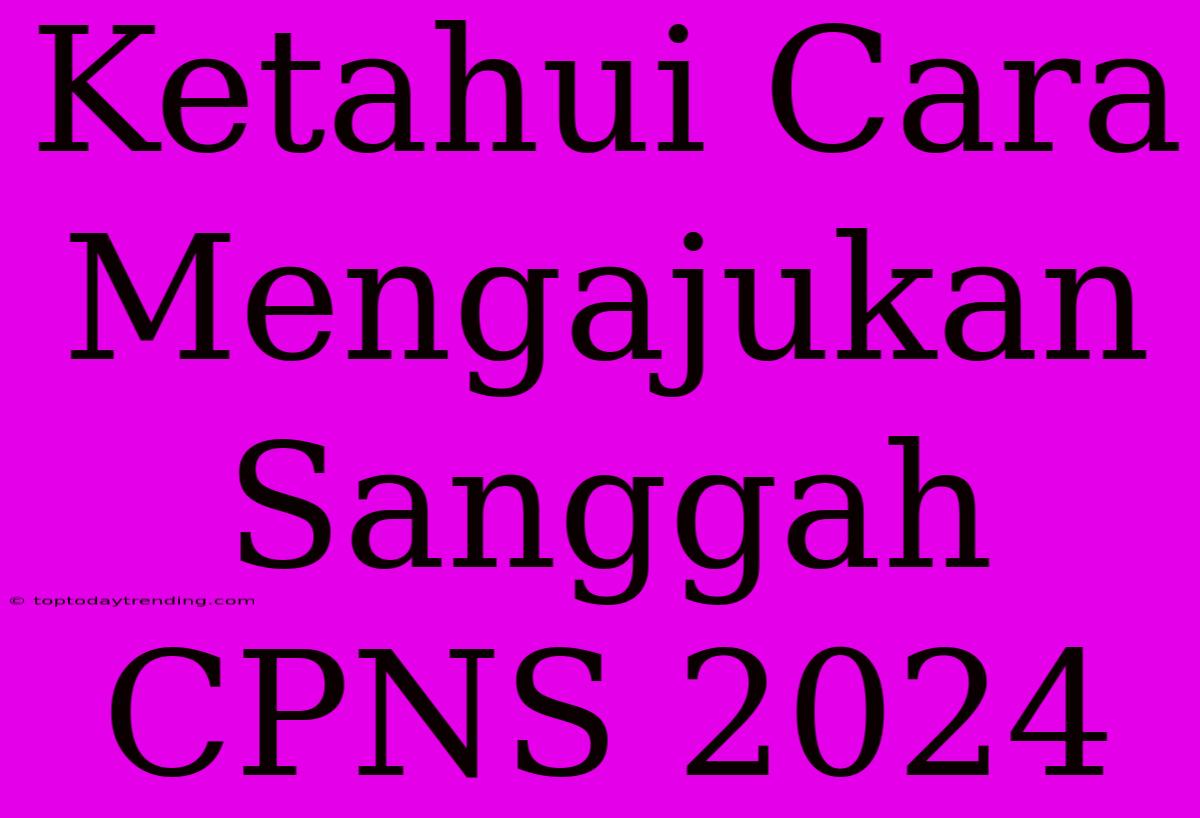 Ketahui Cara Mengajukan Sanggah CPNS 2024