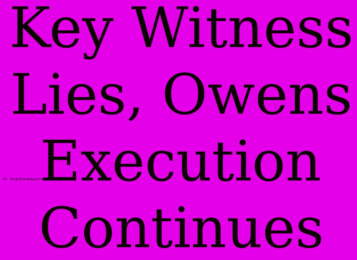 Key Witness Lies, Owens Execution Continues