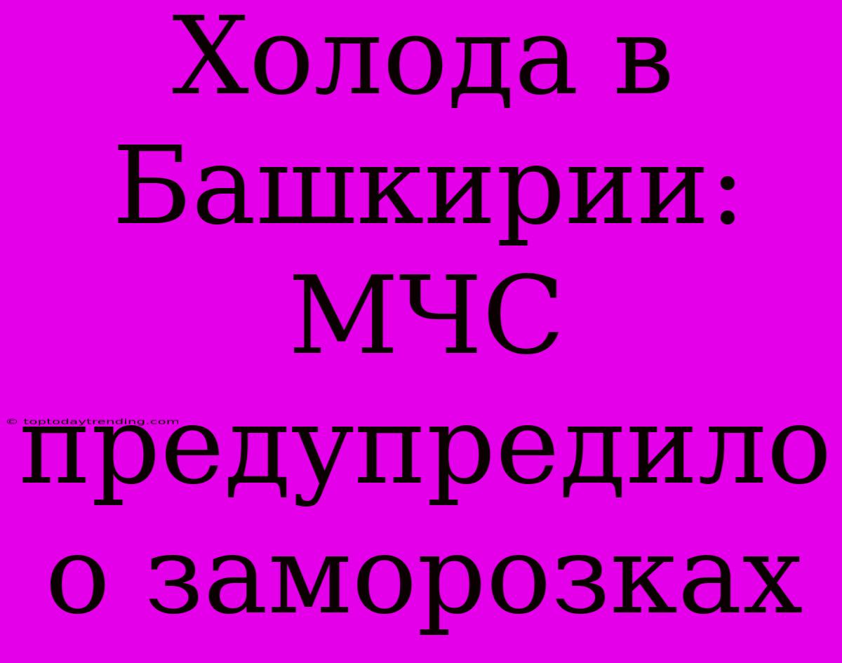 Холода В Башкирии: МЧС Предупредило О Заморозках