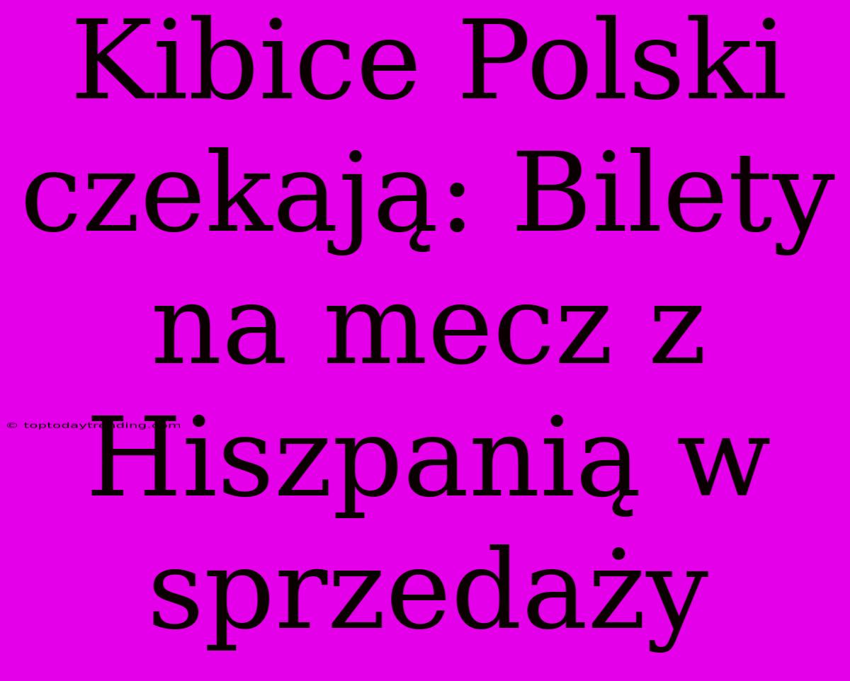 Kibice Polski Czekają: Bilety Na Mecz Z Hiszpanią W Sprzedaży