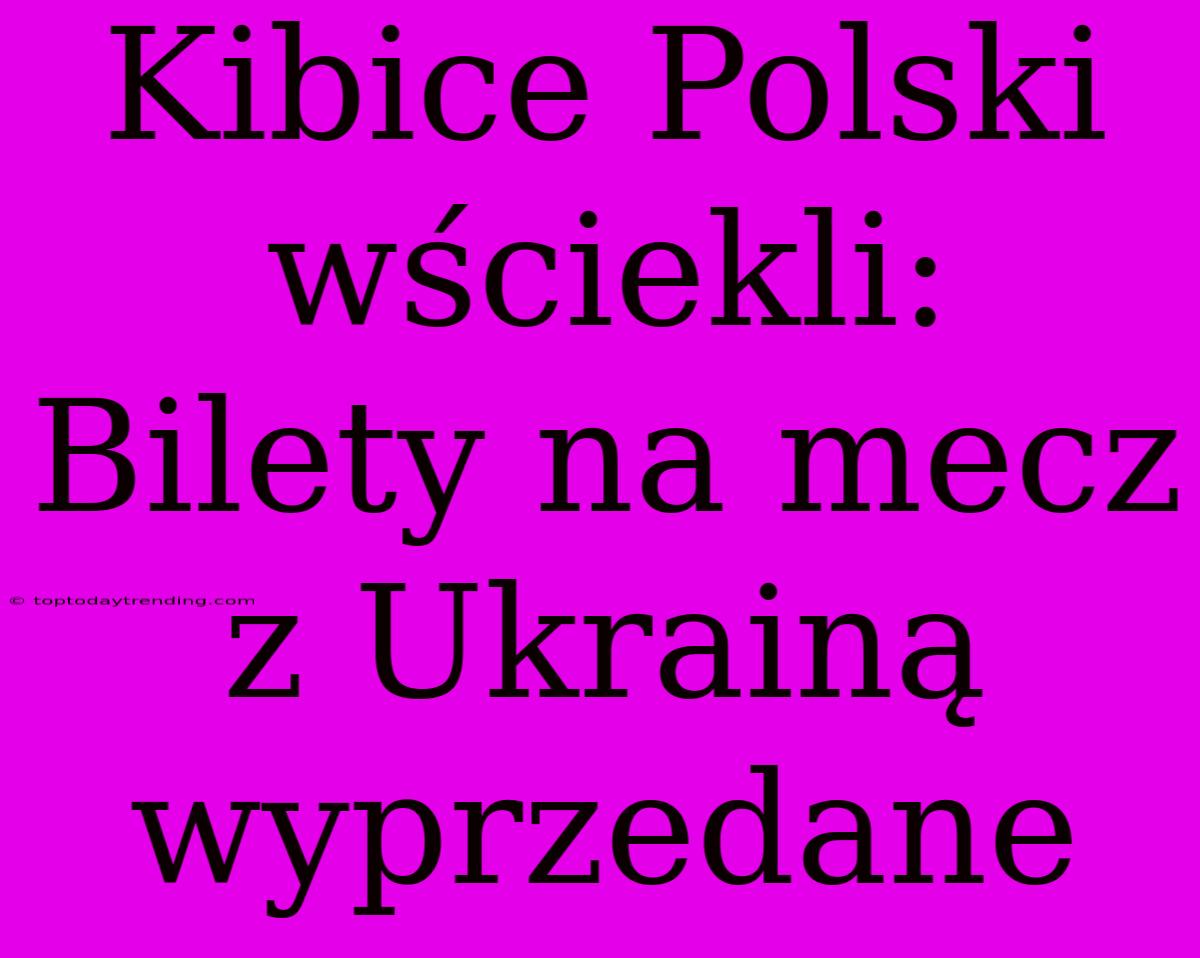 Kibice Polski Wściekli: Bilety Na Mecz Z Ukrainą Wyprzedane