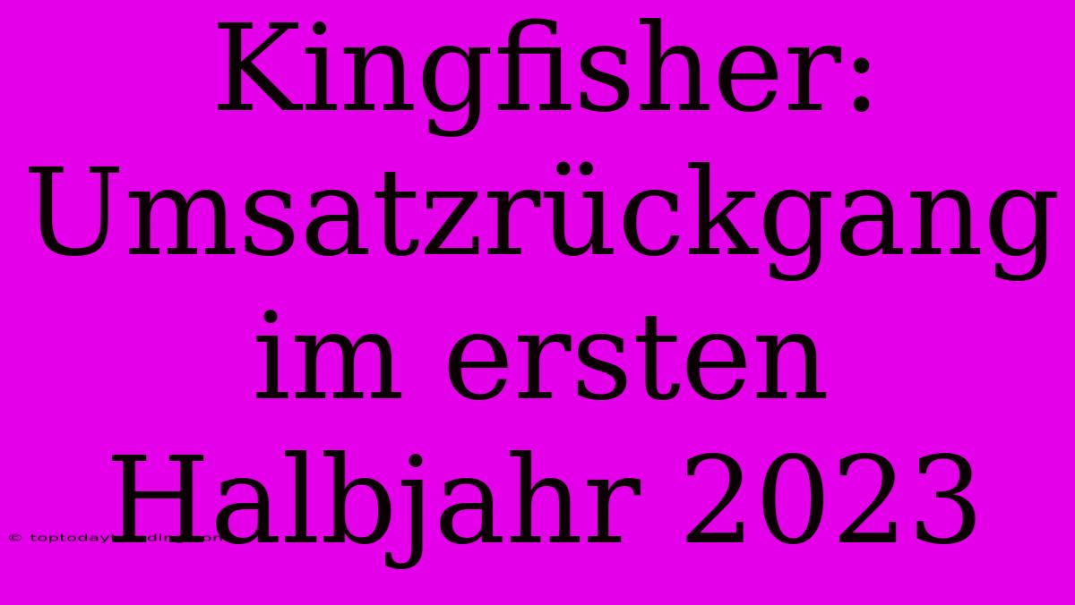 Kingfisher: Umsatzrückgang Im Ersten Halbjahr 2023