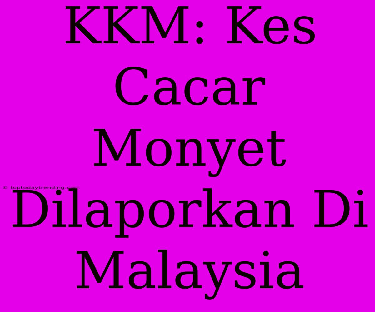 KKM: Kes Cacar Monyet Dilaporkan Di Malaysia