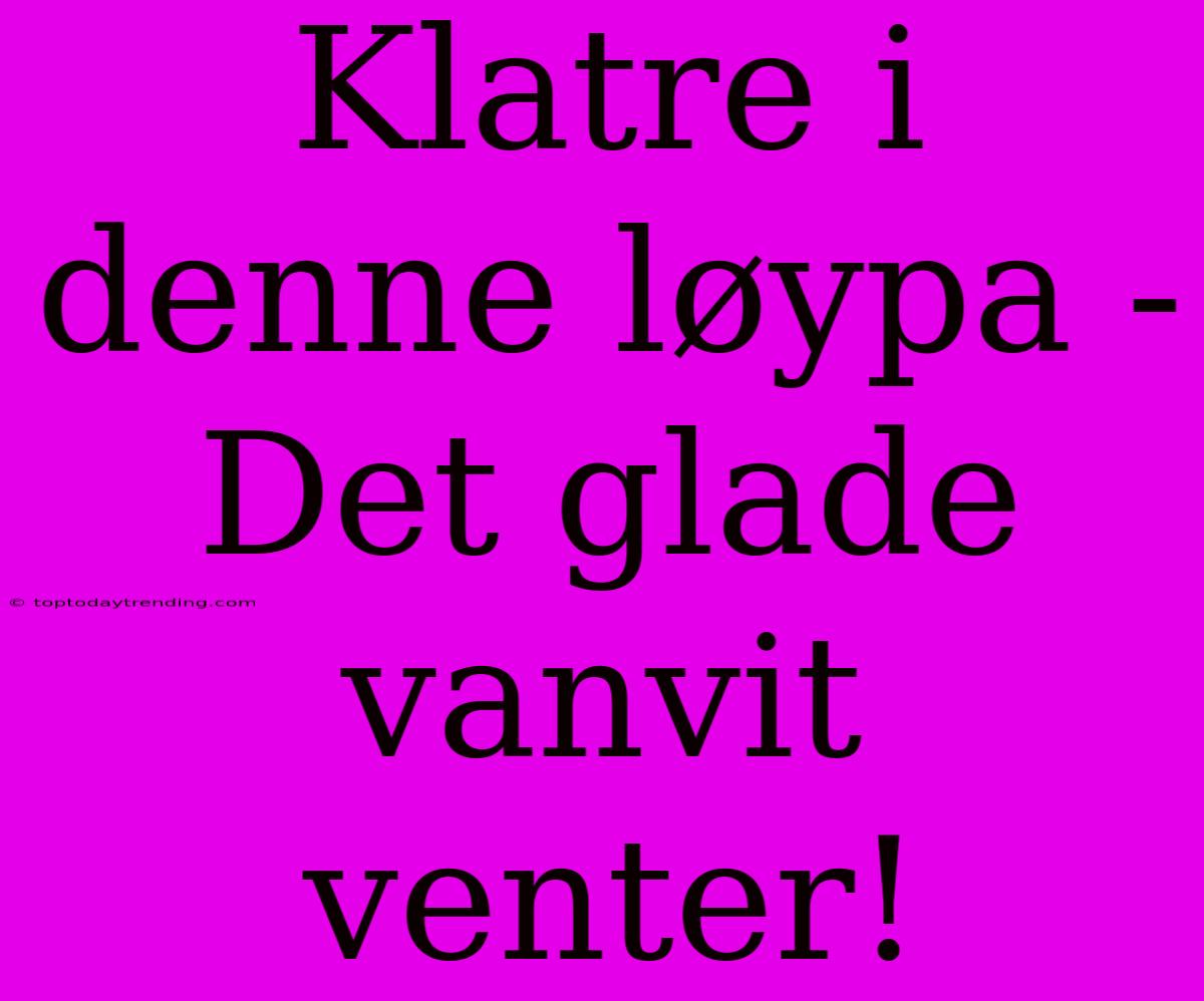 Klatre I Denne Løypa - Det Glade Vanvit Venter!