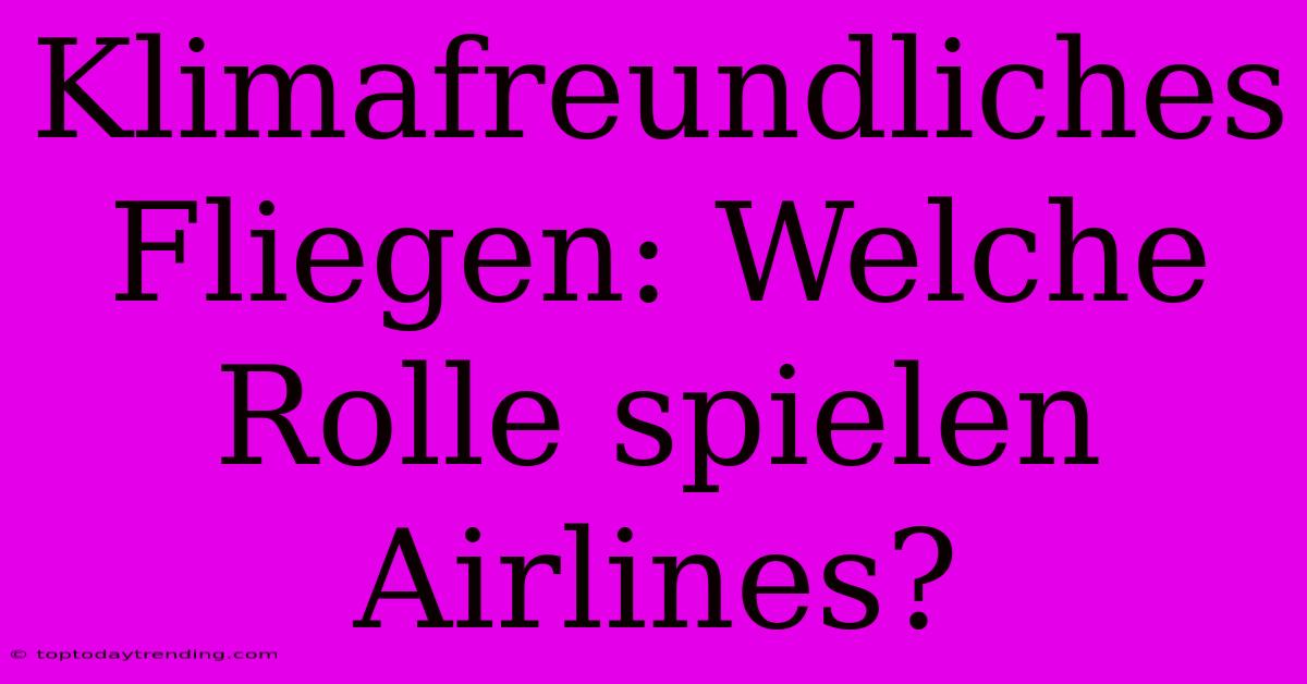 Klimafreundliches Fliegen: Welche Rolle Spielen Airlines?