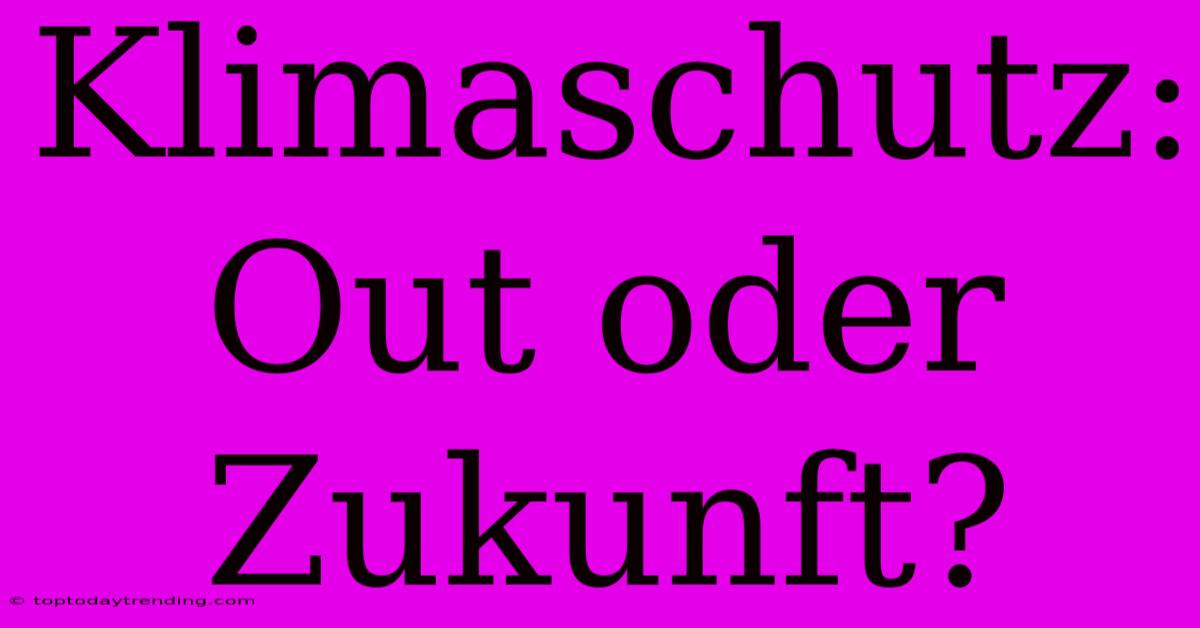 Klimaschutz: Out Oder Zukunft?