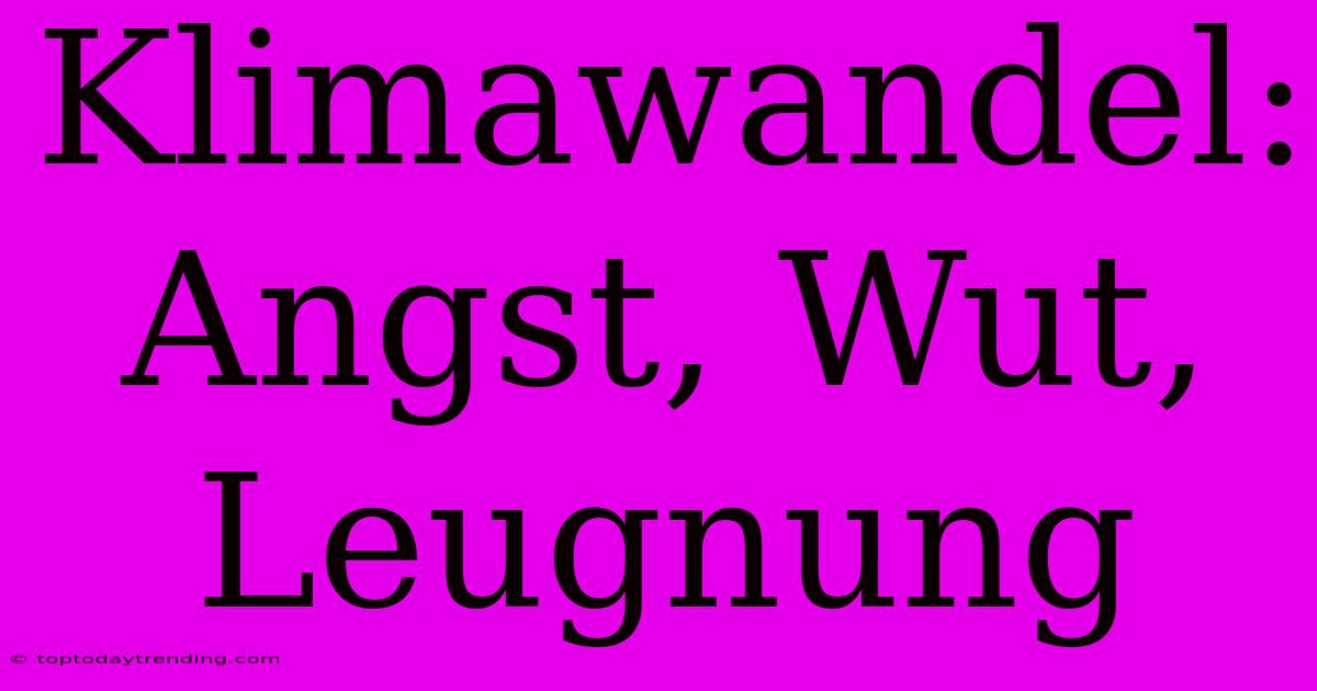 Klimawandel: Angst, Wut, Leugnung