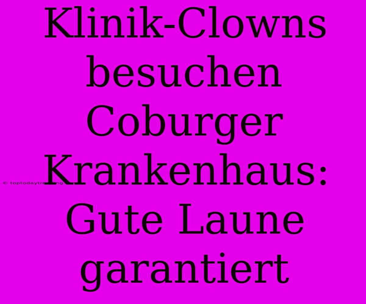 Klinik-Clowns Besuchen Coburger Krankenhaus: Gute Laune Garantiert