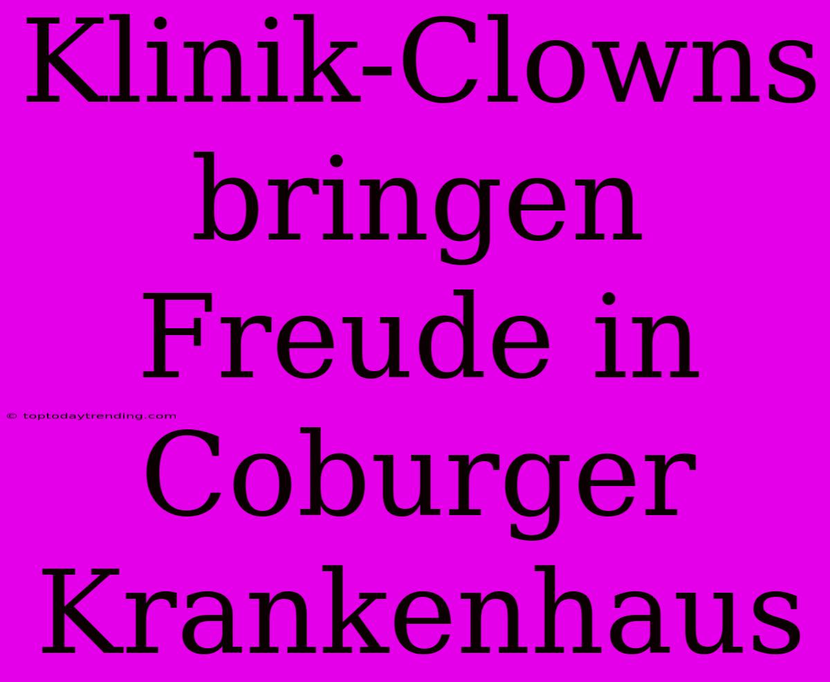 Klinik-Clowns Bringen Freude In Coburger Krankenhaus