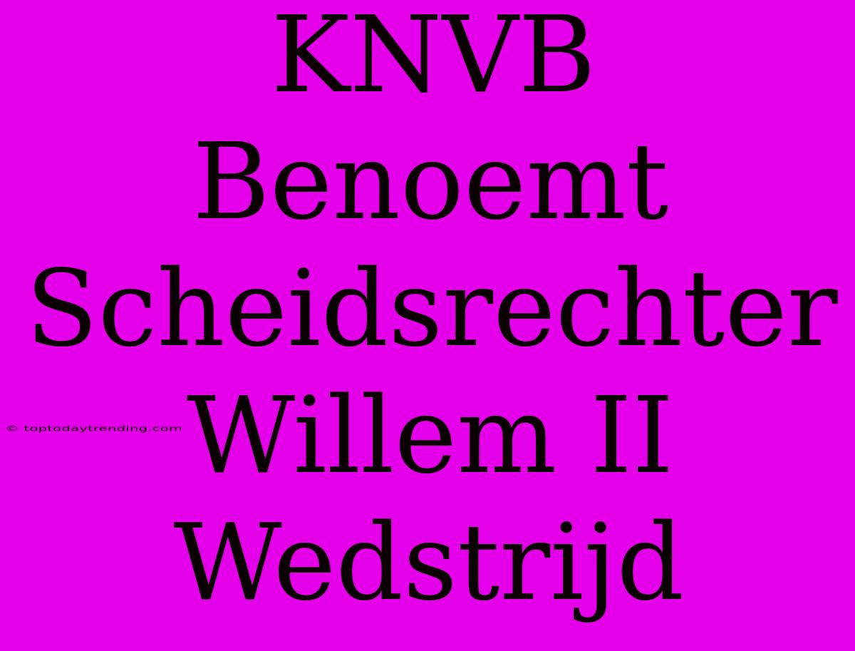 KNVB Benoemt Scheidsrechter Willem II Wedstrijd