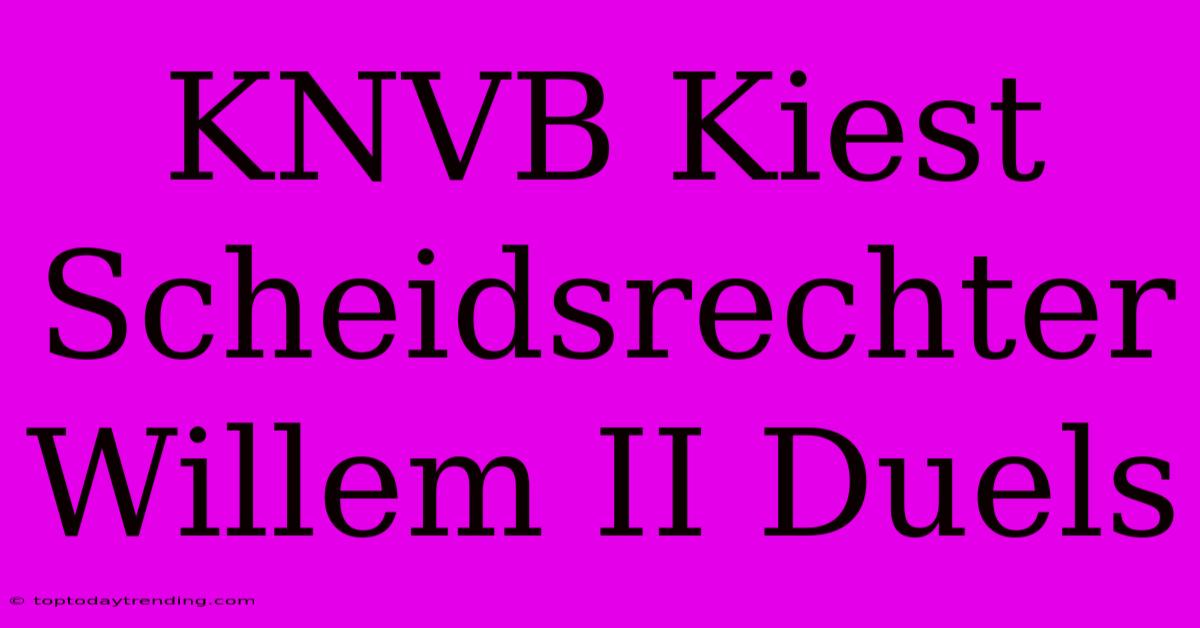 KNVB Kiest Scheidsrechter Willem II Duels