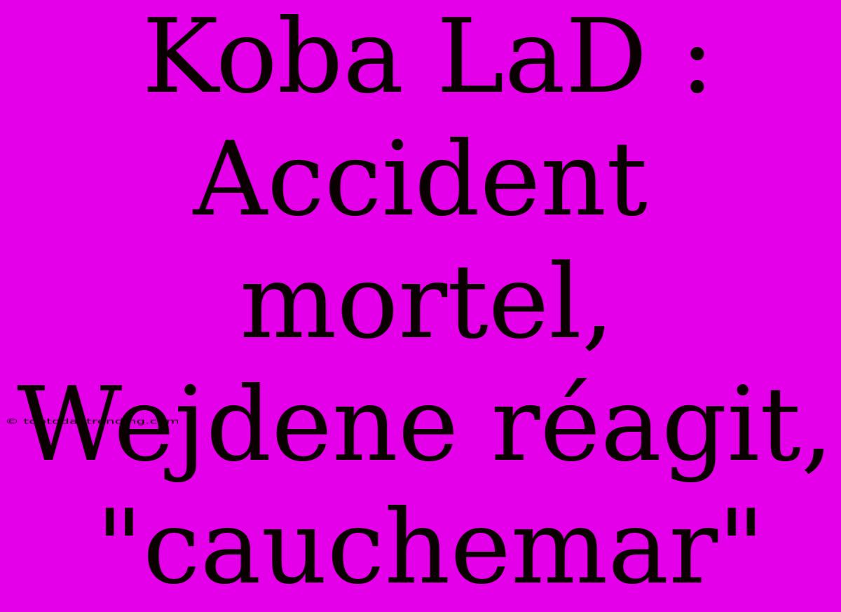 Koba LaD : Accident Mortel, Wejdene Réagit, 