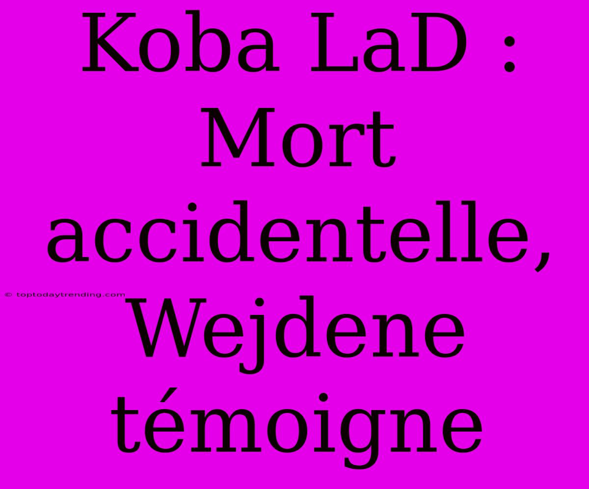 Koba LaD : Mort Accidentelle, Wejdene Témoigne