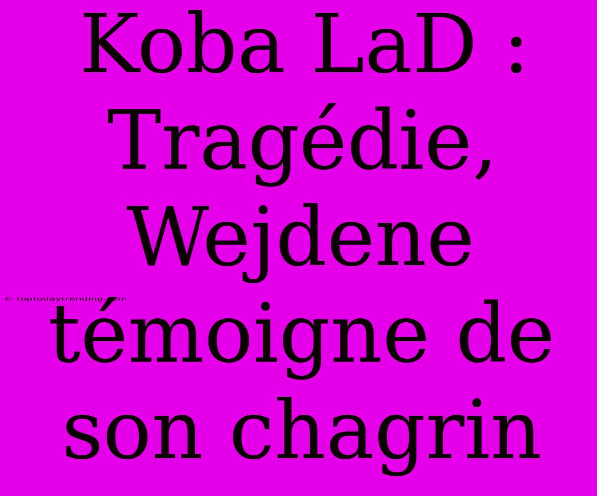 Koba LaD : Tragédie, Wejdene Témoigne De Son Chagrin