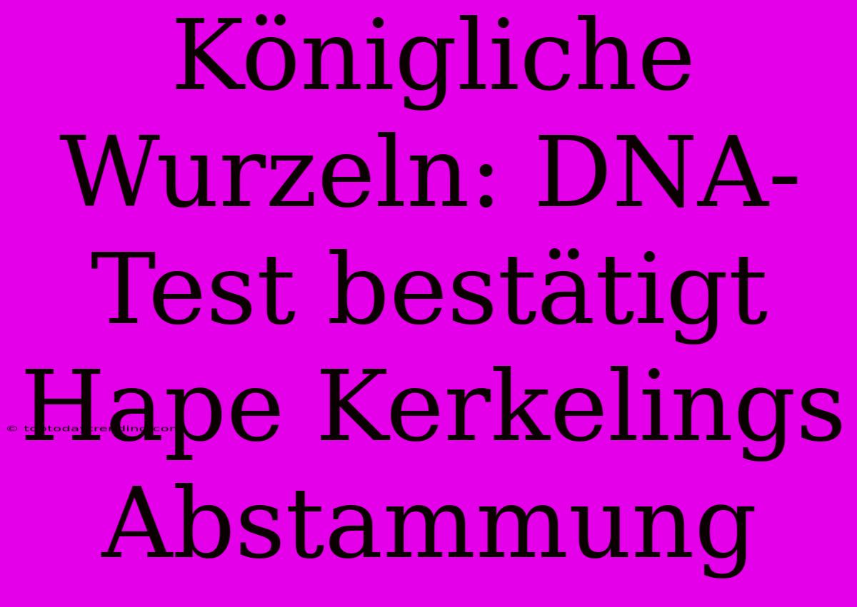 Königliche Wurzeln: DNA-Test Bestätigt Hape Kerkelings Abstammung