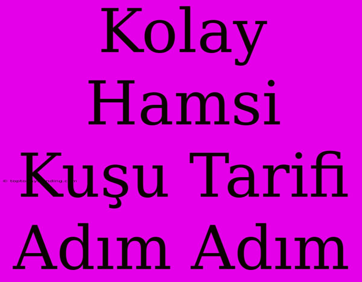 Kolay Hamsi Kuşu Tarifi Adım Adım