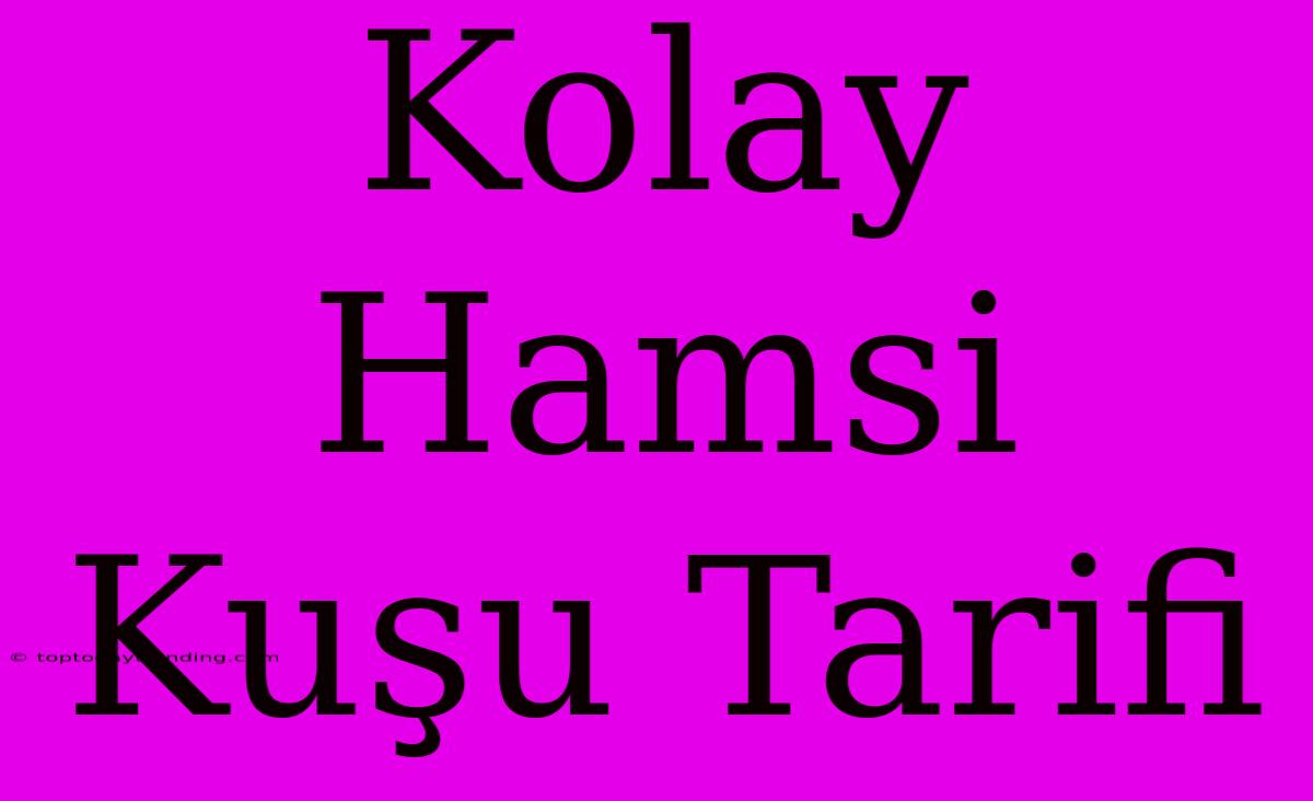 Kolay Hamsi Kuşu Tarifi