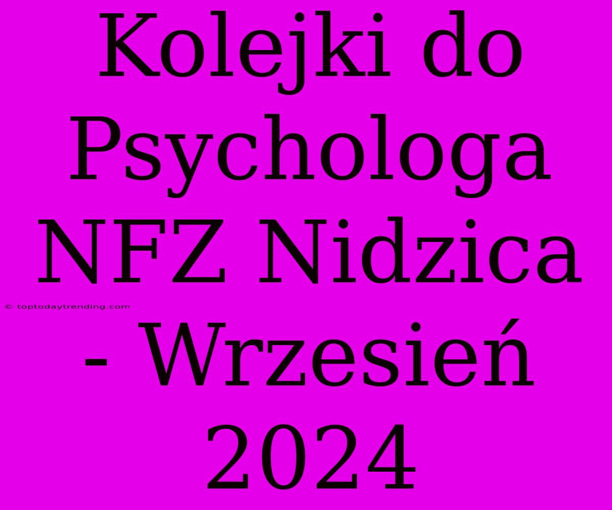 Kolejki Do Psychologa NFZ Nidzica - Wrzesień 2024