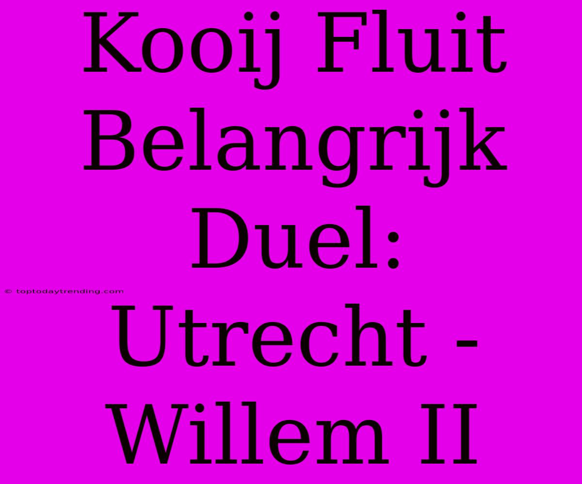 Kooij Fluit Belangrijk Duel: Utrecht - Willem II