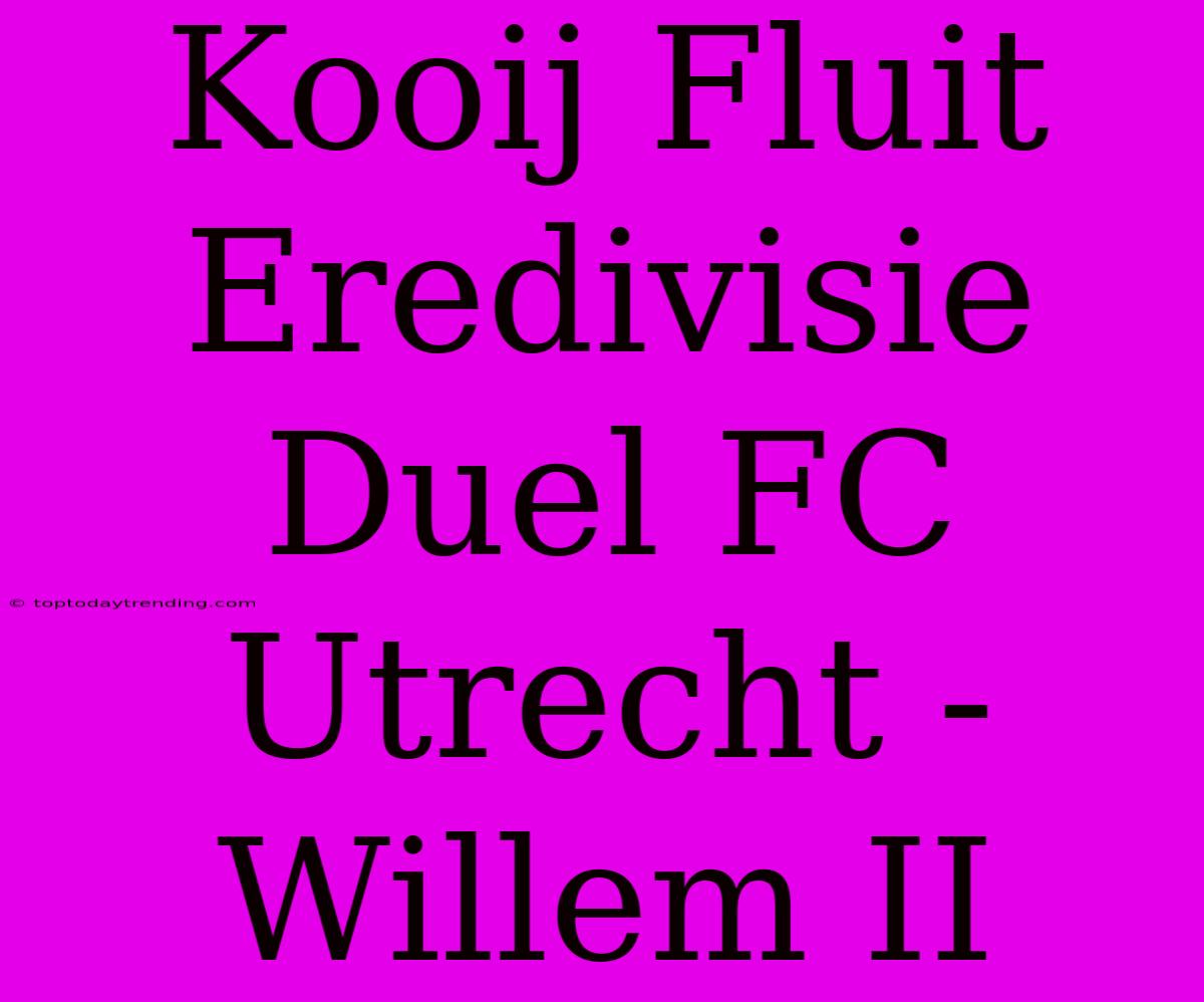 Kooij Fluit Eredivisie Duel FC Utrecht - Willem II