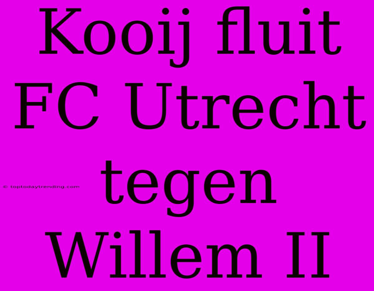 Kooij Fluit FC Utrecht Tegen Willem II