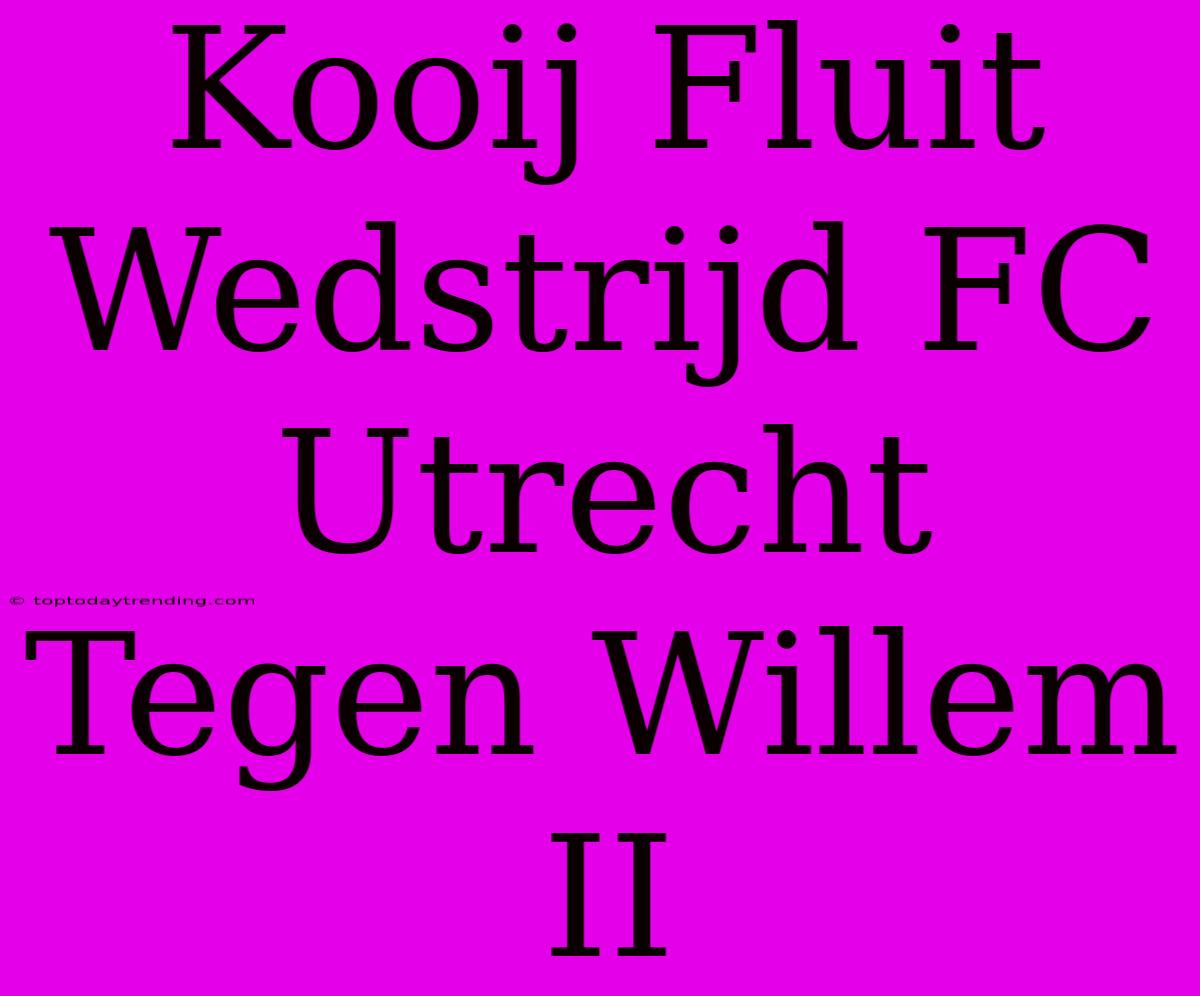 Kooij Fluit Wedstrijd FC Utrecht Tegen Willem II