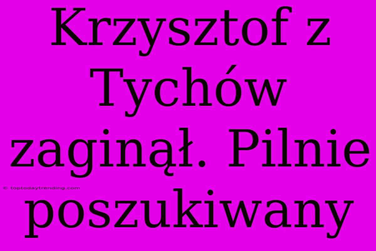 Krzysztof Z Tychów Zaginął. Pilnie Poszukiwany