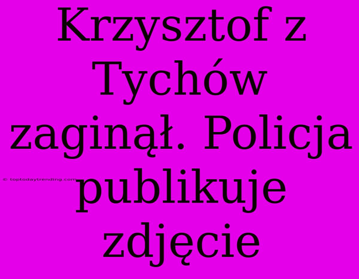 Krzysztof Z Tychów Zaginął. Policja Publikuje Zdjęcie