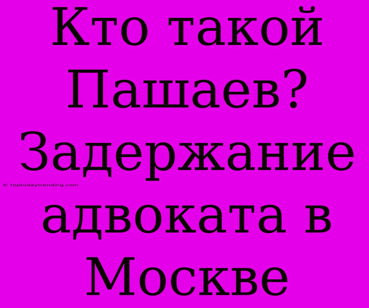 Кто Такой Пашаев? Задержание Адвоката В Москве