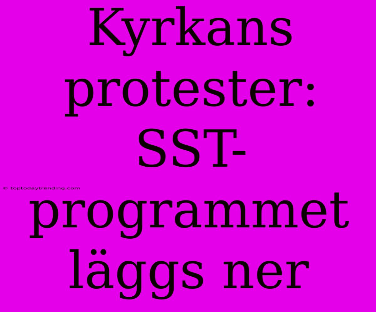 Kyrkans Protester: SST-programmet Läggs Ner