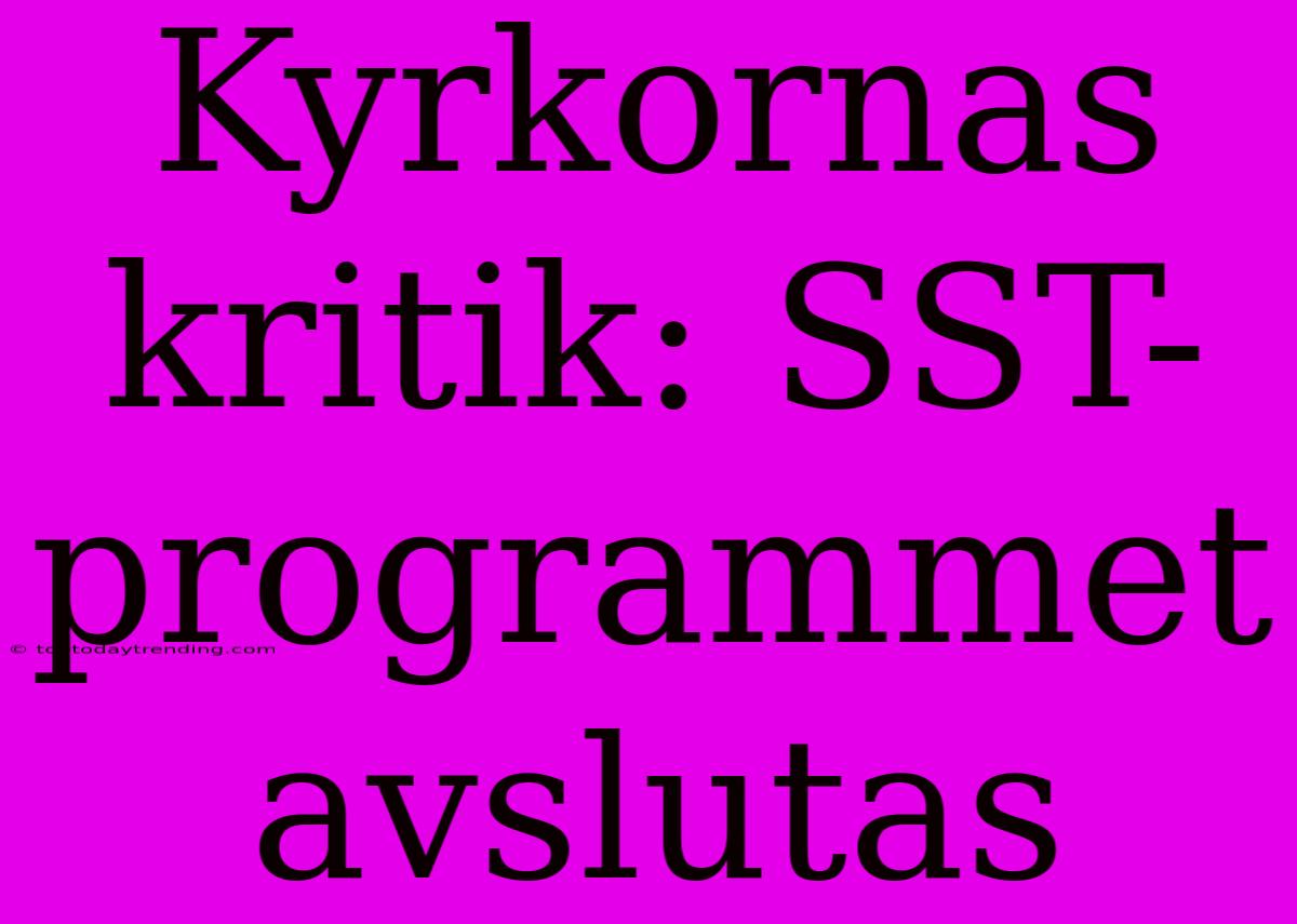 Kyrkornas Kritik: SST-programmet Avslutas