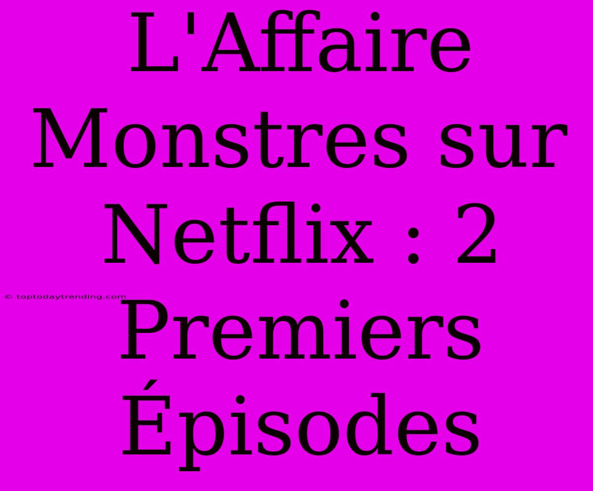 L'Affaire Monstres Sur Netflix : 2 Premiers Épisodes