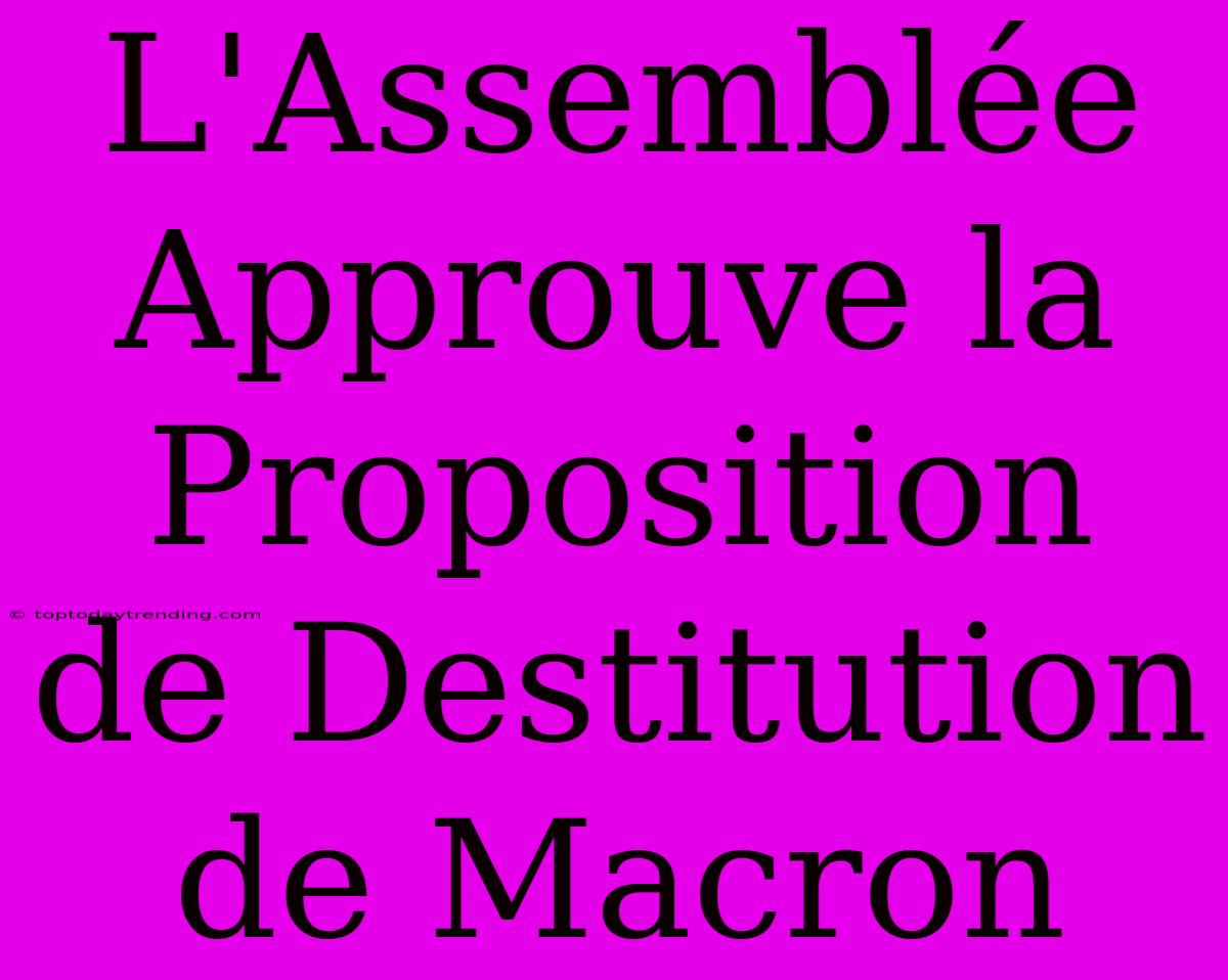 L'Assemblée Approuve La Proposition De Destitution De Macron