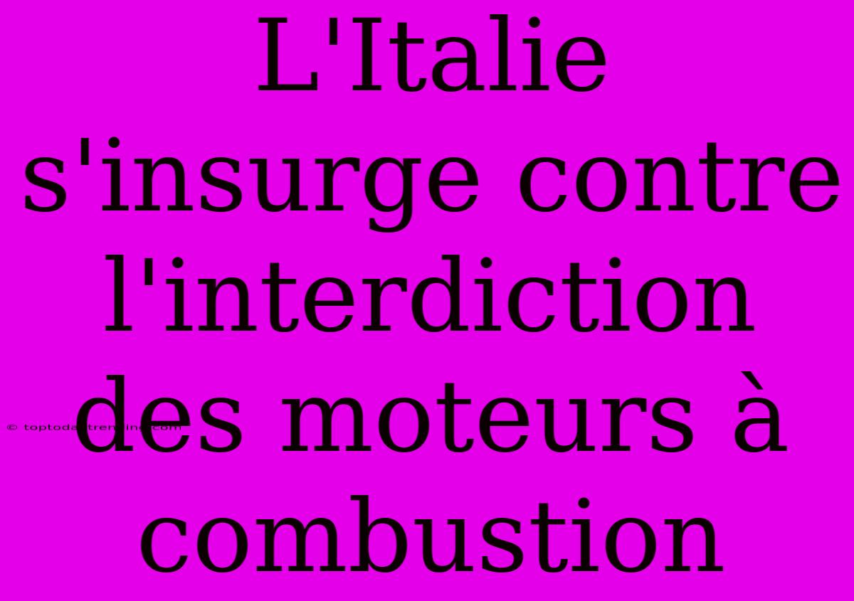 L'Italie S'insurge Contre L'interdiction Des Moteurs À Combustion