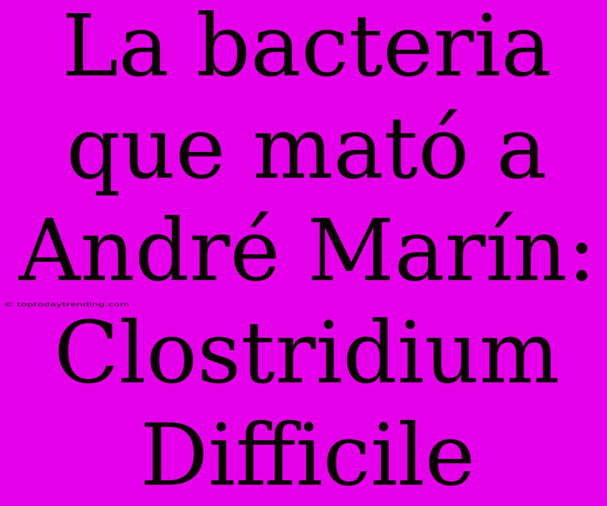 La Bacteria Que Mató A André Marín: Clostridium Difficile