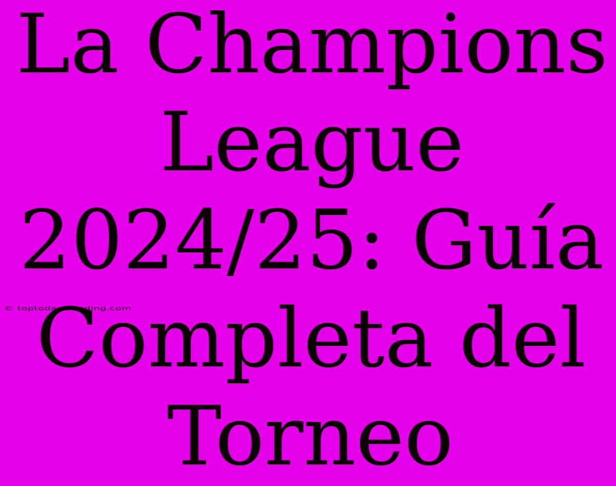 La Champions League 2024/25: Guía Completa Del Torneo