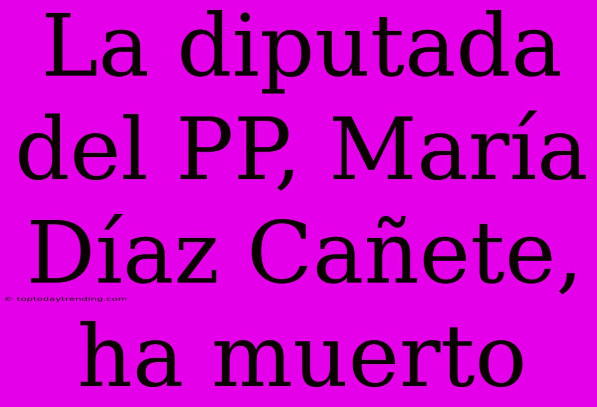 La Diputada Del PP, María Díaz Cañete, Ha Muerto