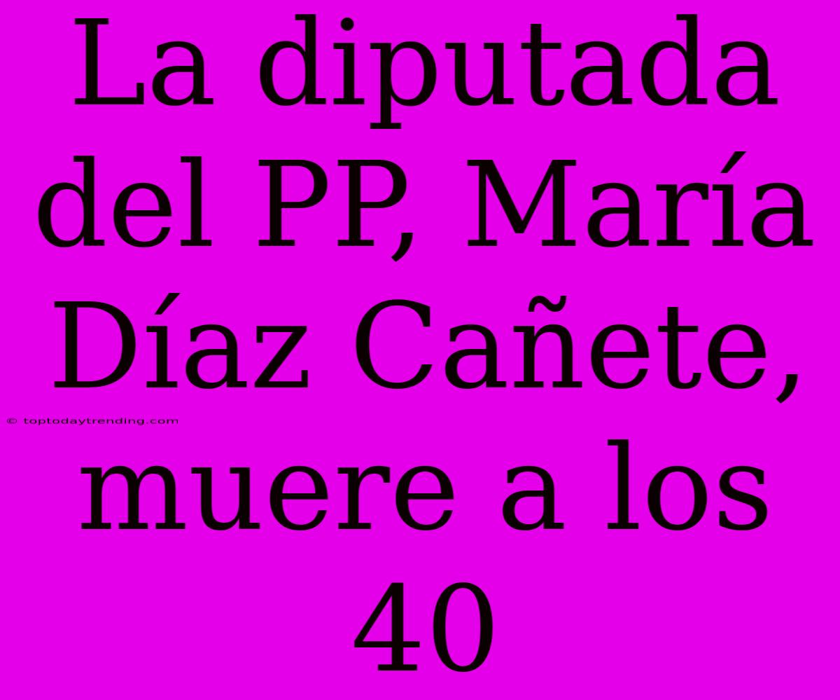 La Diputada Del PP, María Díaz Cañete, Muere A Los 40