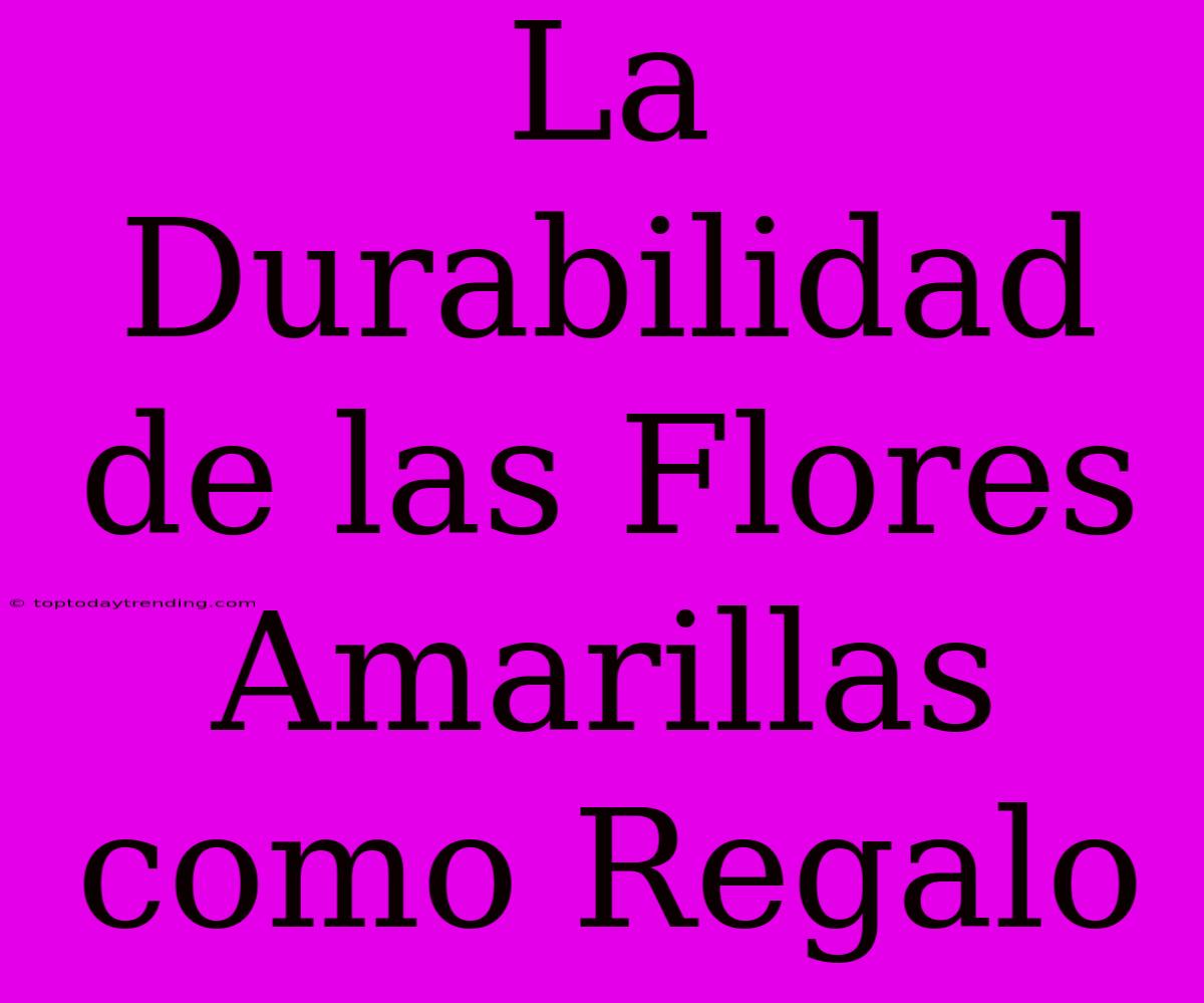 La Durabilidad De Las Flores Amarillas Como Regalo