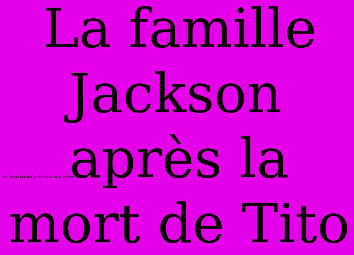 La Famille Jackson Après La Mort De Tito