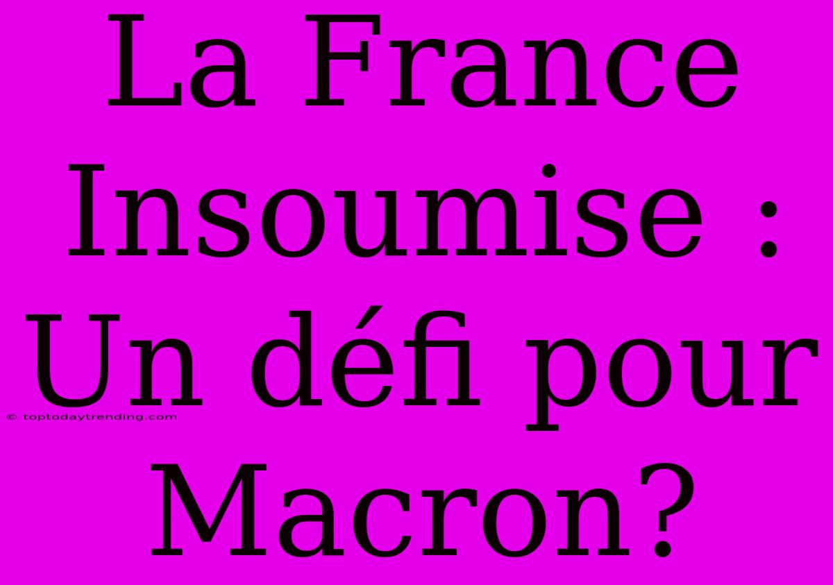 La France Insoumise : Un Défi Pour Macron?