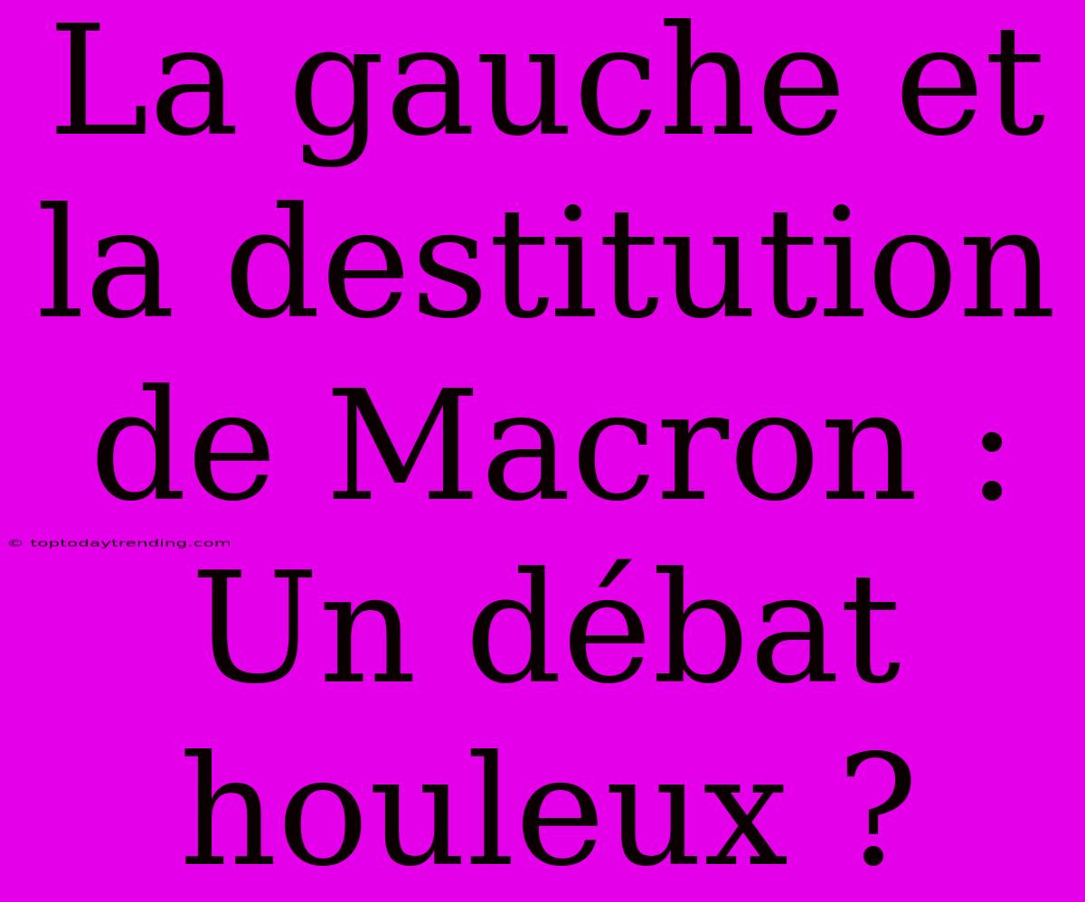 La Gauche Et La Destitution De Macron : Un Débat Houleux ?