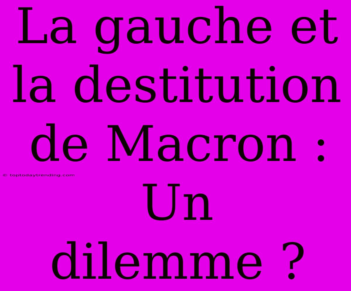 La Gauche Et La Destitution De Macron : Un Dilemme ?