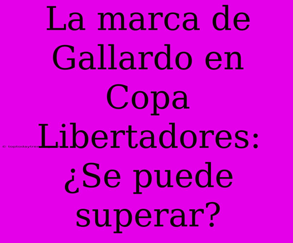 La Marca De Gallardo En Copa Libertadores: ¿Se Puede Superar?