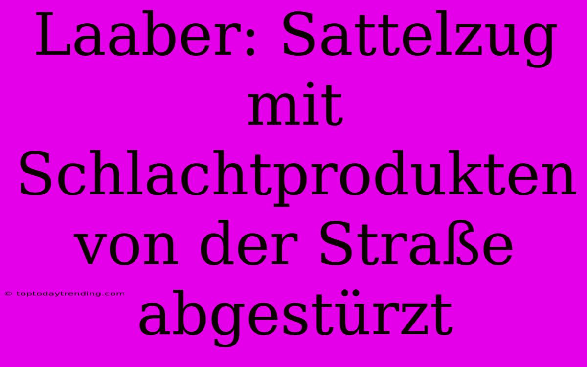 Laaber: Sattelzug Mit Schlachtprodukten Von Der Straße Abgestürzt