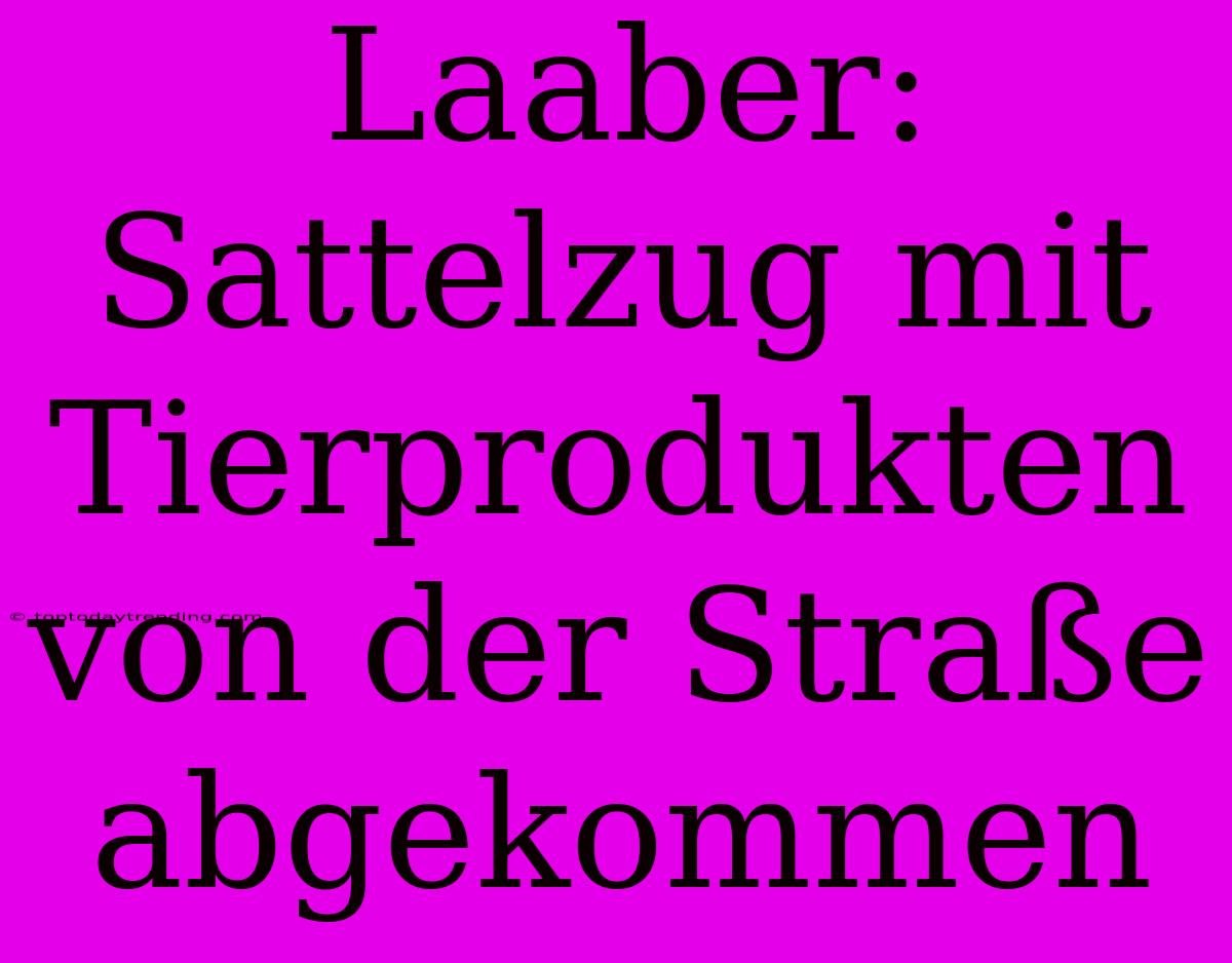 Laaber: Sattelzug Mit Tierprodukten Von Der Straße Abgekommen