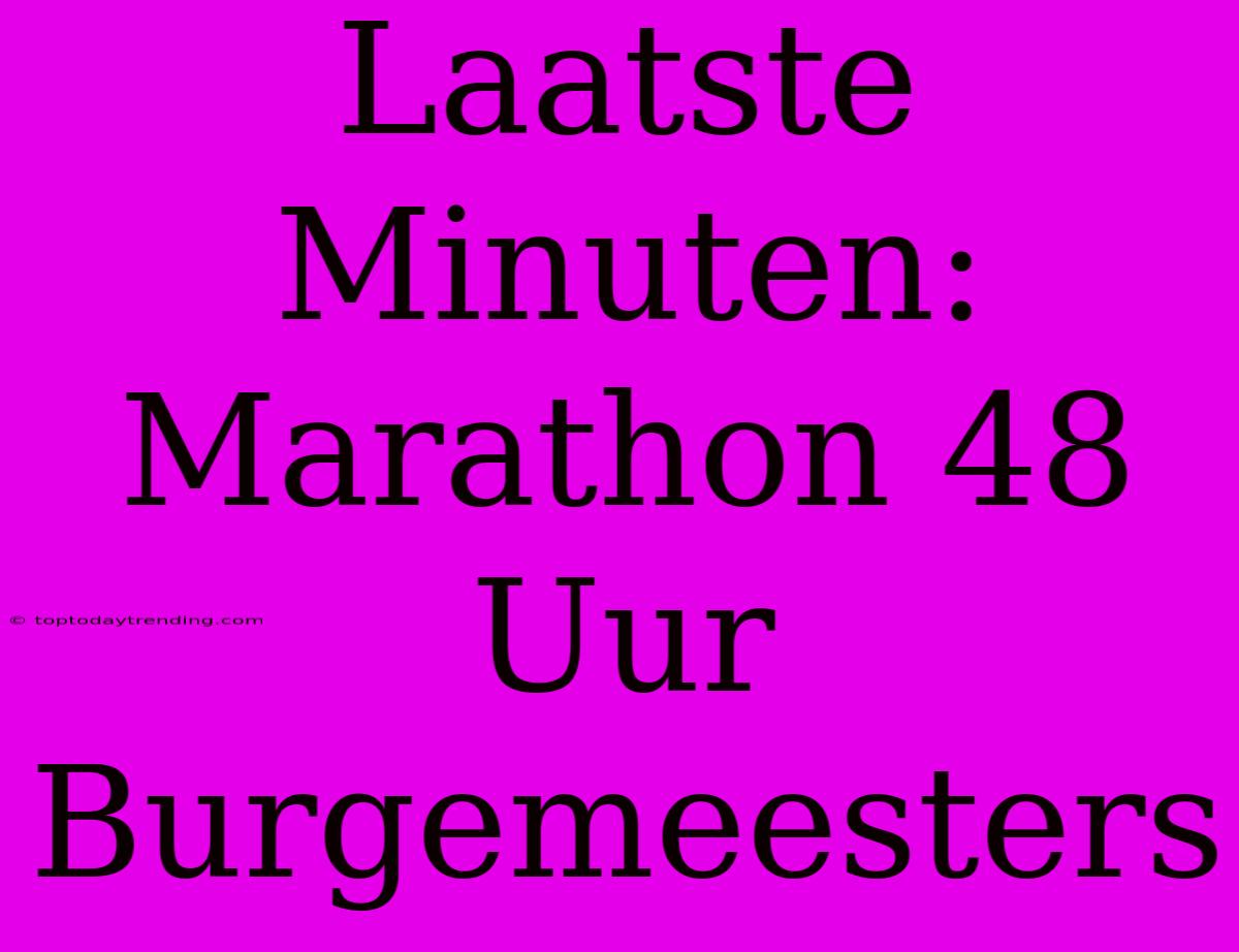 Laatste Minuten: Marathon 48 Uur Burgemeesters