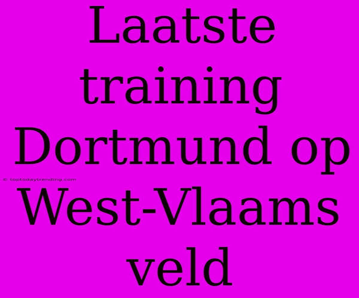 Laatste Training Dortmund Op West-Vlaams Veld